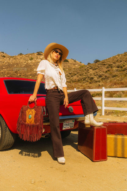 Sedona Tassle Bag - Oiled Ruby Leather